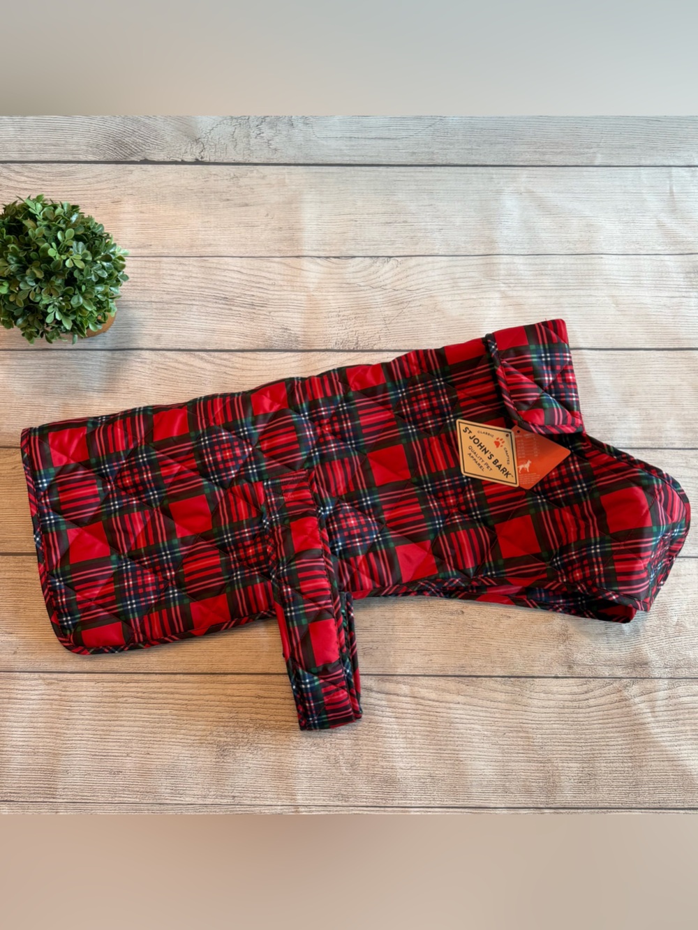 St. John's Bark Red Plaid Quilted Dog Jacket